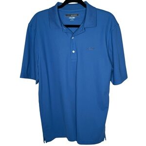 Greg Norman Golf Play Polo Shirt Mens Blue Short Sleeve Casual Size M Medium